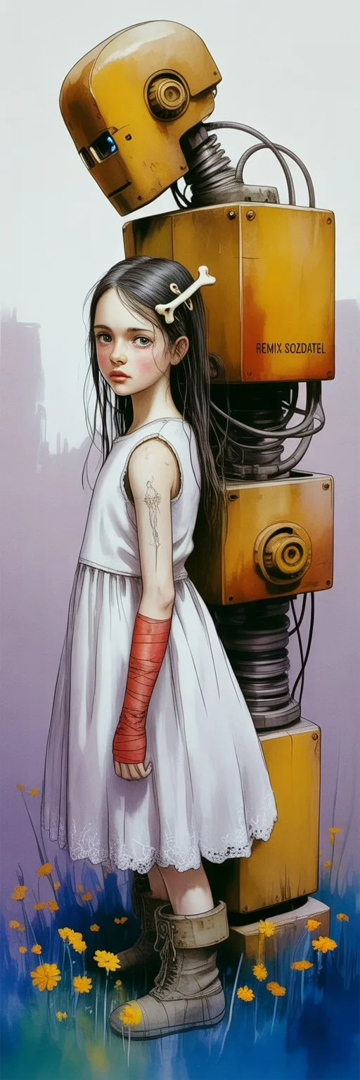 AI image prompt: Post-Apocalyptic Steampunk Storyteller - Ideogram 1.0 style