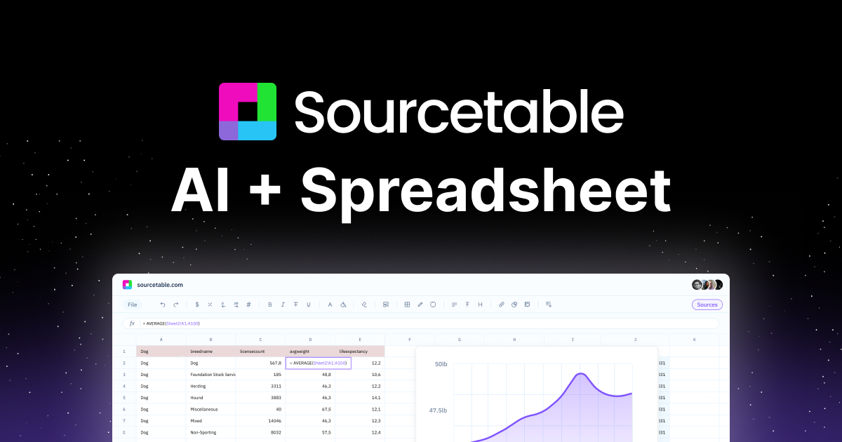 Sourcetable - AI Tool in Productivity category