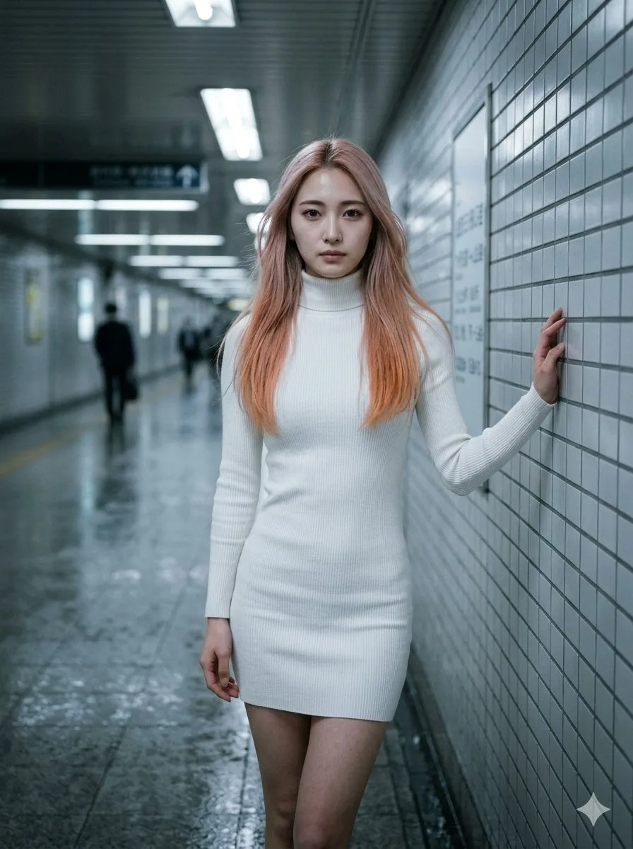 Morning Subway Fashion Portrait (Photography style, made with GPT Image 2) - AI image prompt example