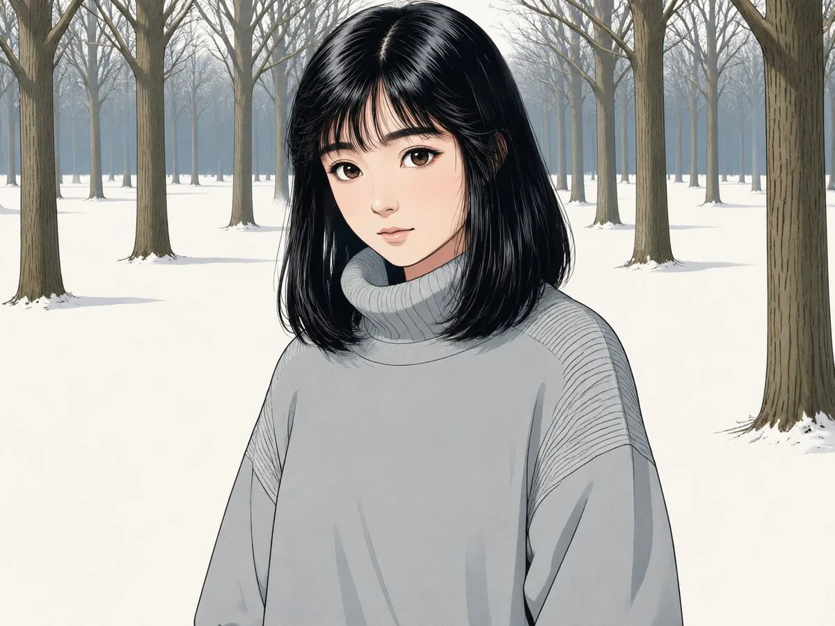 Anime Winter Forest Portrait (Anime / Manga style, made with GPT Image 2) - AI image prompt example