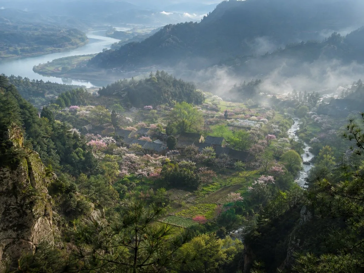 Misty Chinese Mountain Village — GPT Image 2 AI image prompt