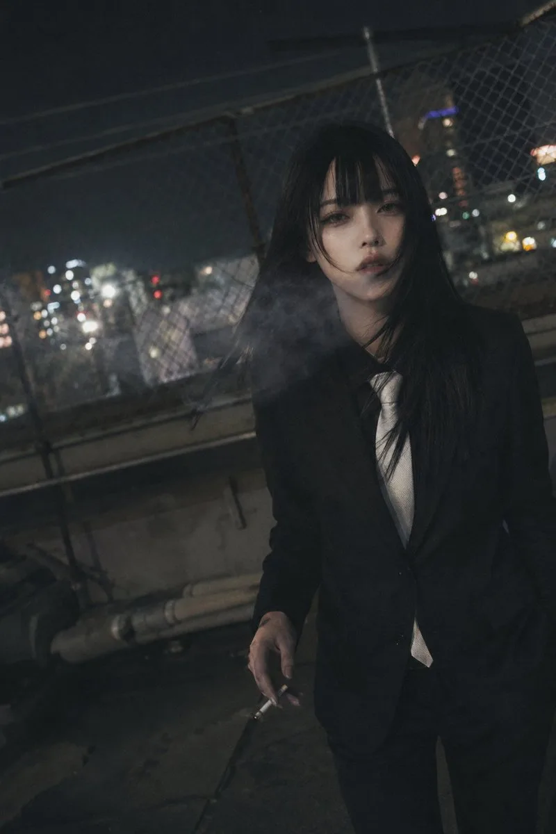 Candid Night Rooftop Portrait (Photography style, made with GPT Image 2) - AI image prompt example