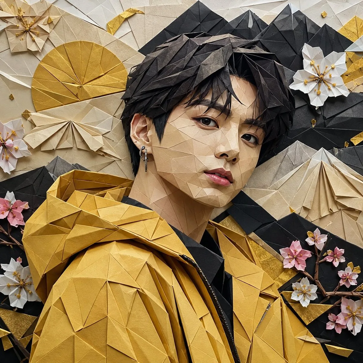 Origami K-Pop Idol Portrait (Photography style, made with GPT Image 2) - AI image prompt example