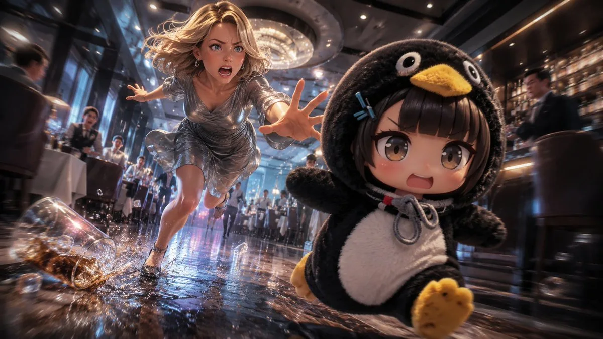 Anime Light Novel Restaurant Chase (Anime / Manga style, made with GPT Image 2) - AI image prompt example