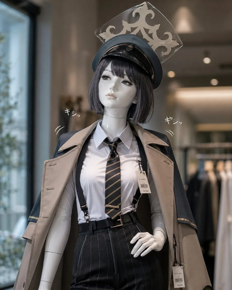 Anime Police Mannequin Fashion Display (Anime / Manga style, made with GPT Image 2) - AI image prompt example