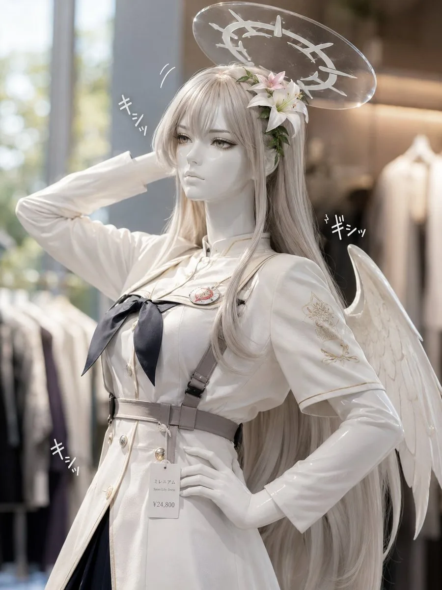 Realistic Angel Mannequin Boutique Display (Anime / Manga style, made with GPT Image 2) - AI image prompt example