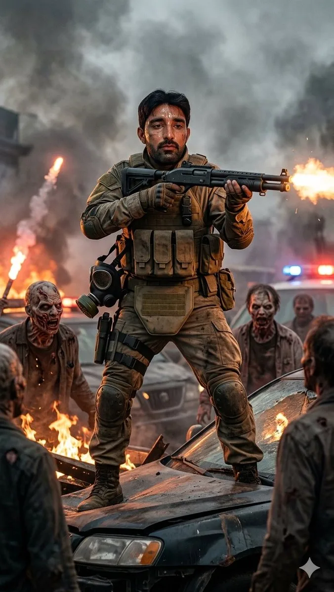 AI image: Cinematic Frontline Warrior Last Stand