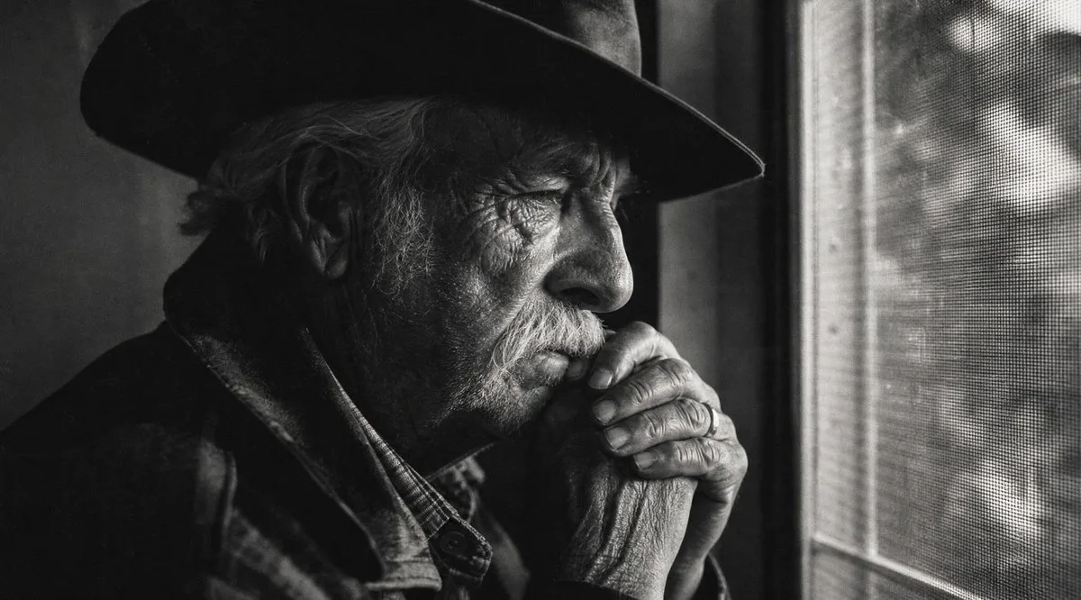 AI image: Moody Censored Elderly Man Portrait