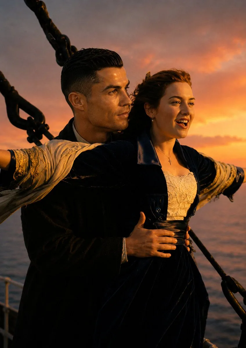AI image: Censored Titanic Sunset Romance