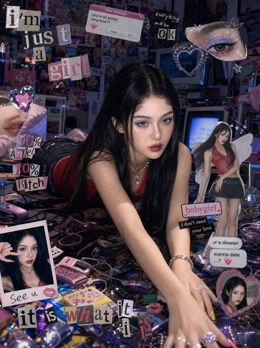 AI image: Chaotic Y2K Cyber-Pop Editorial Portrait