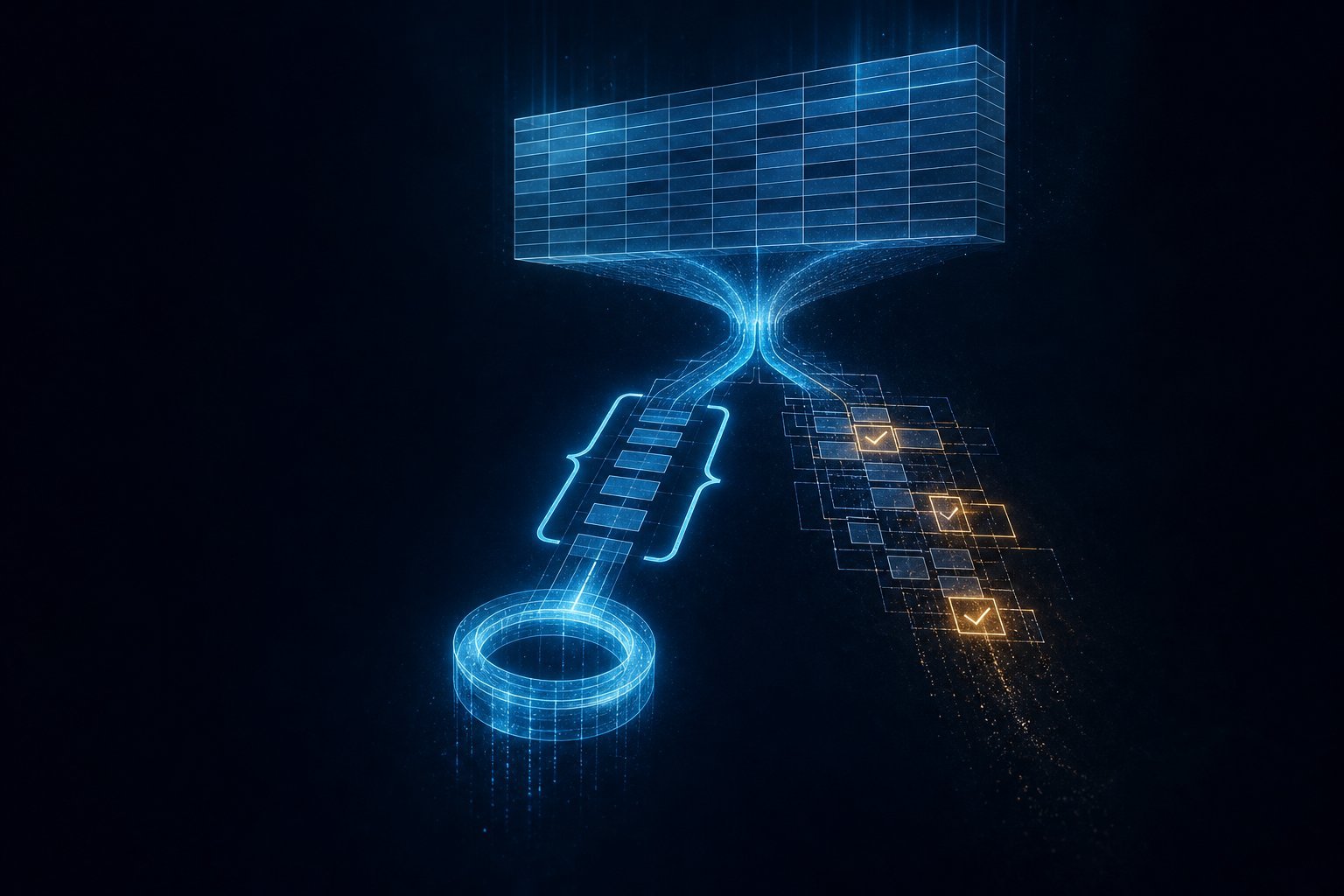 Illustration of two AI agents validating generated SQL against clinical cohort tables and checking denominators before returning results