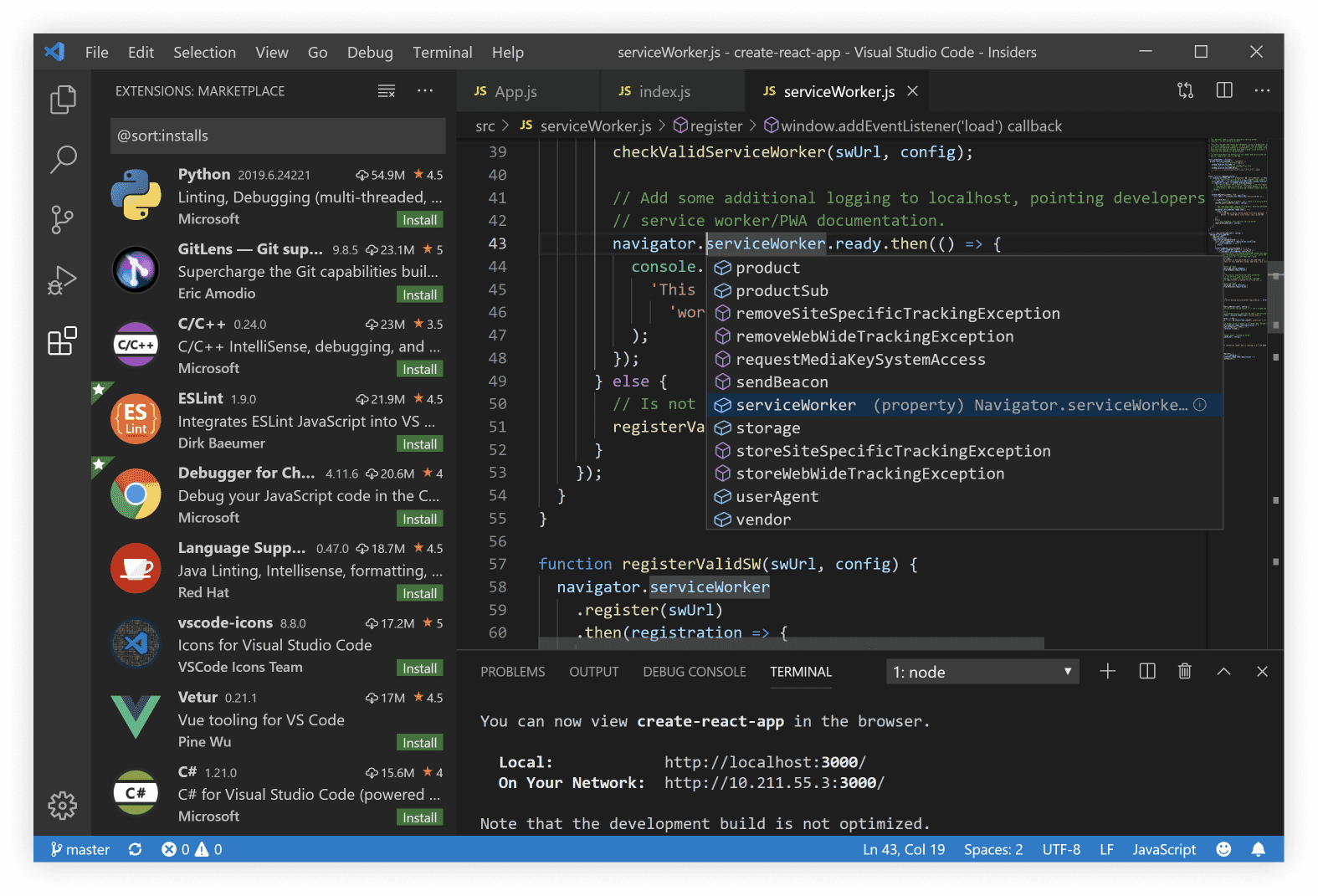 Visual Studio Code product screenshot