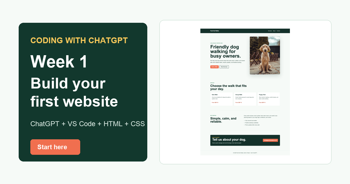 Coding With ChatGPT 2026 - Week 1: Build Your First Website