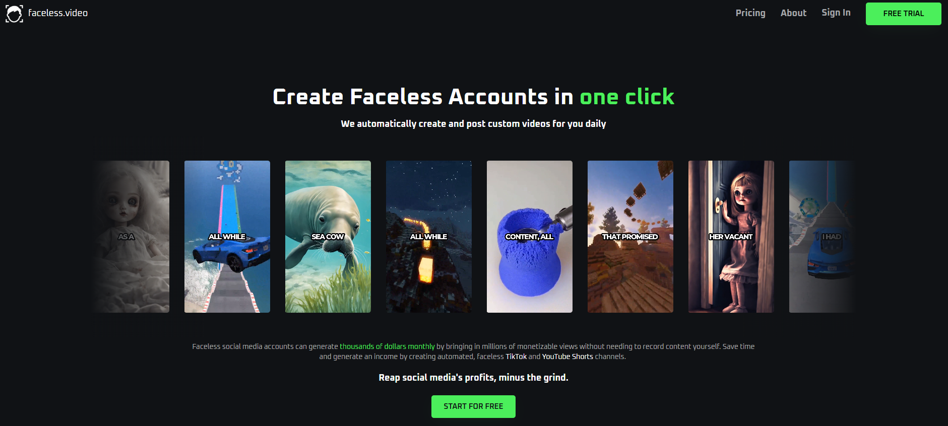 Faceless.video - AI Tool in Video category