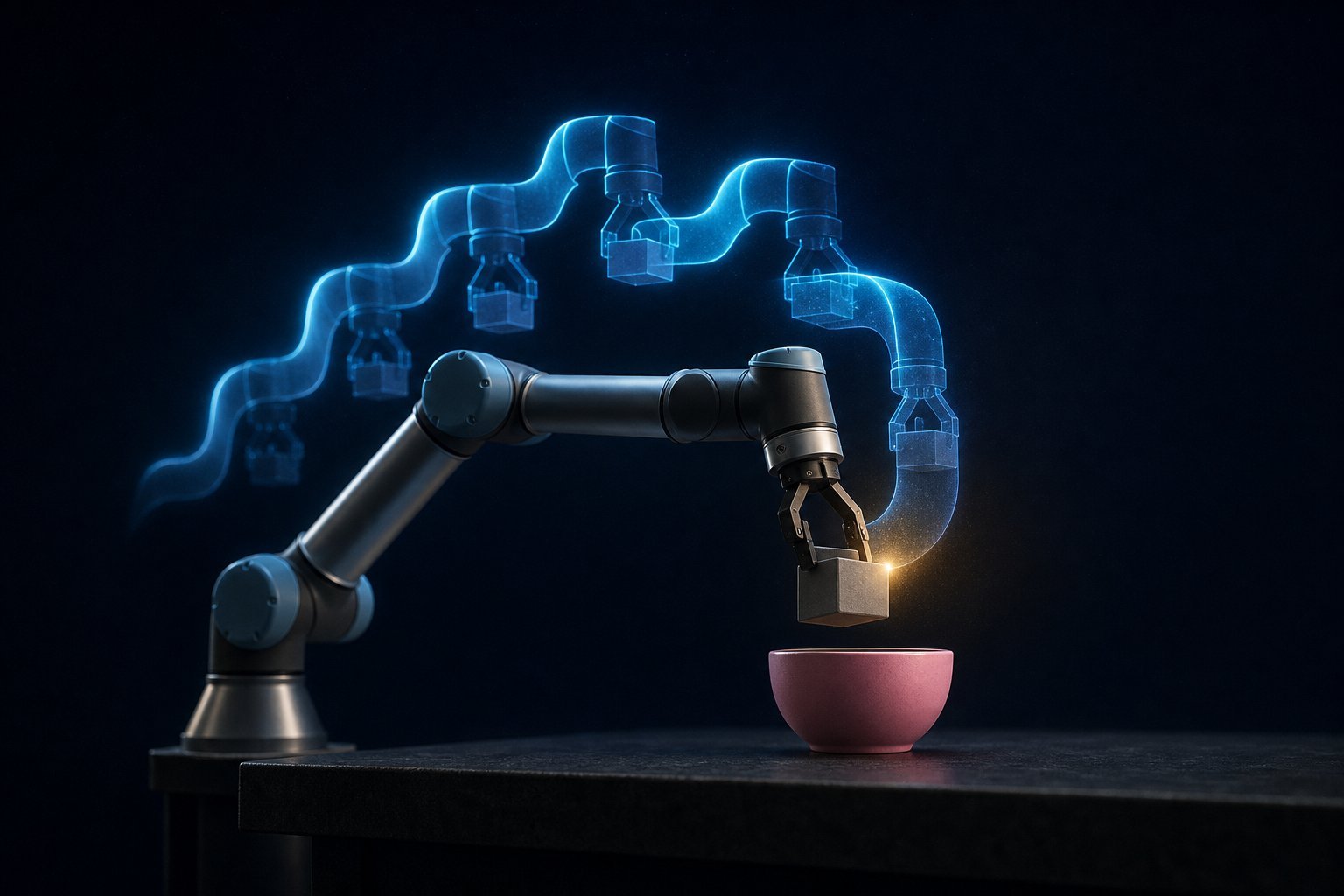 UR5 robotic arm in simulation receiving text command and visual detections to execute pick-and-place actions