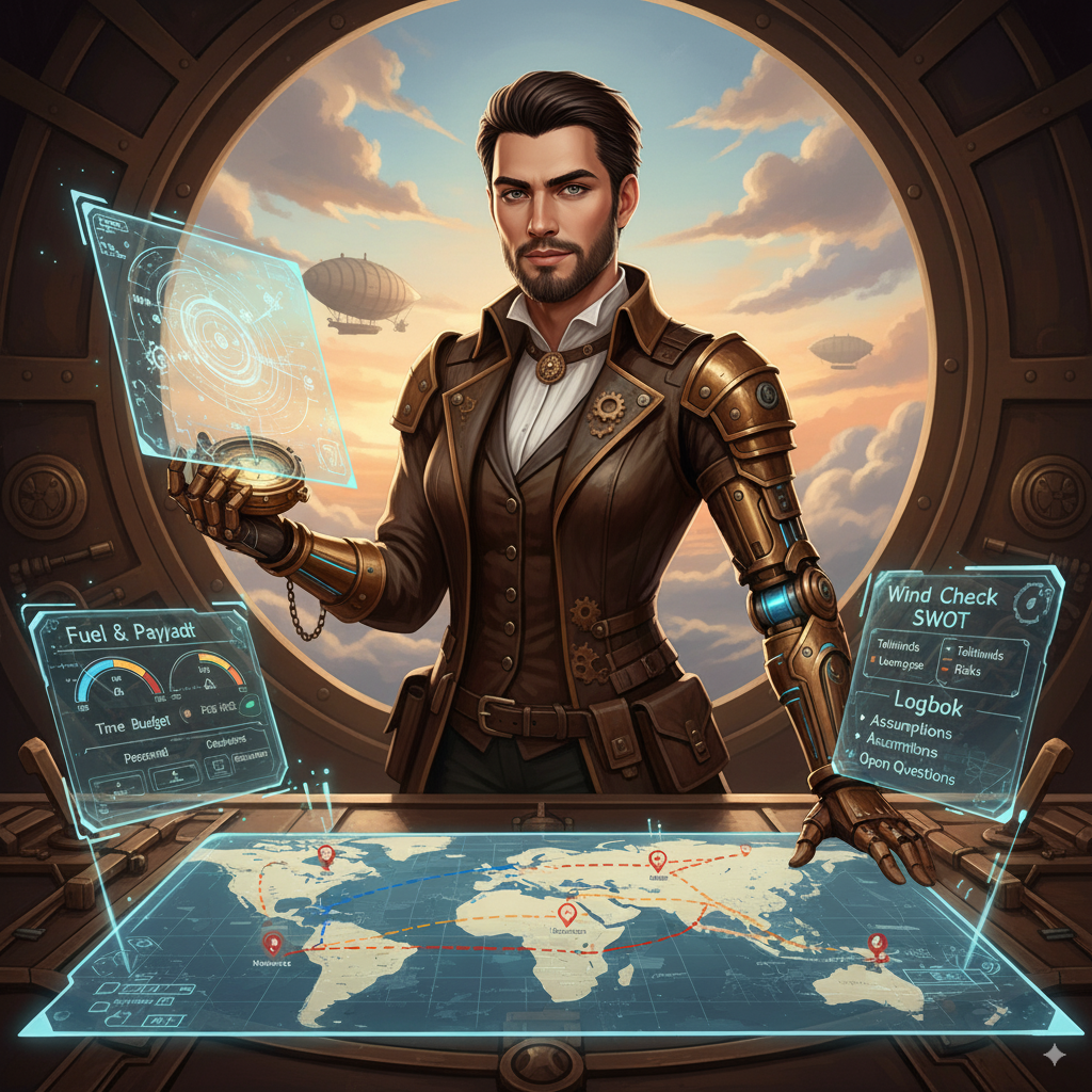 Captain Aderyn Brass, the Clockwork Cartographer - AI Persona avatar